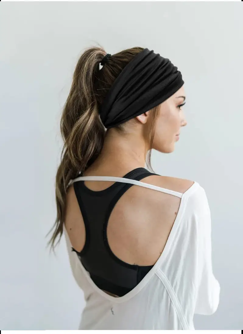 Brown Elastic Sports Hair Band for Women — feature 13