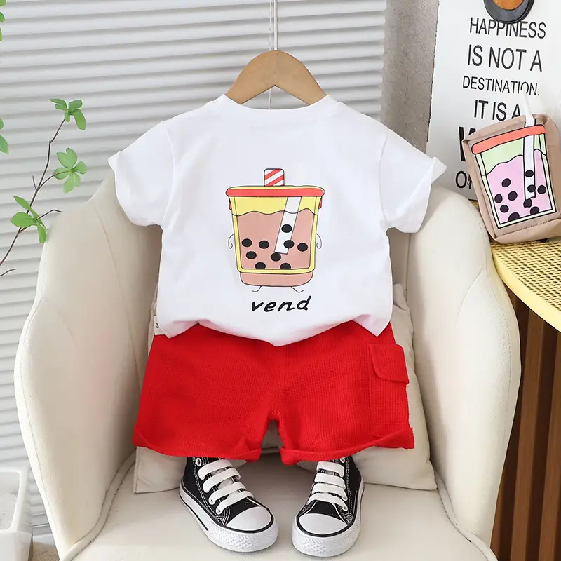 Boys Short Sleeve T-Shirt Shorts Set Yellow Bag — feature 4