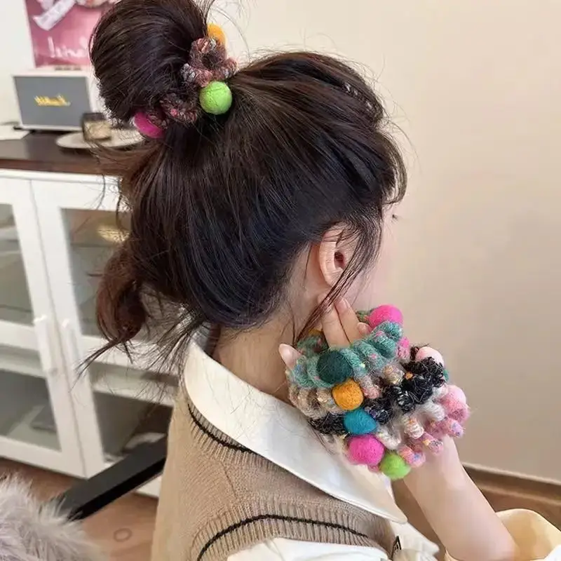 Pink Plush Hair Ties for Girls & Women - Image 15