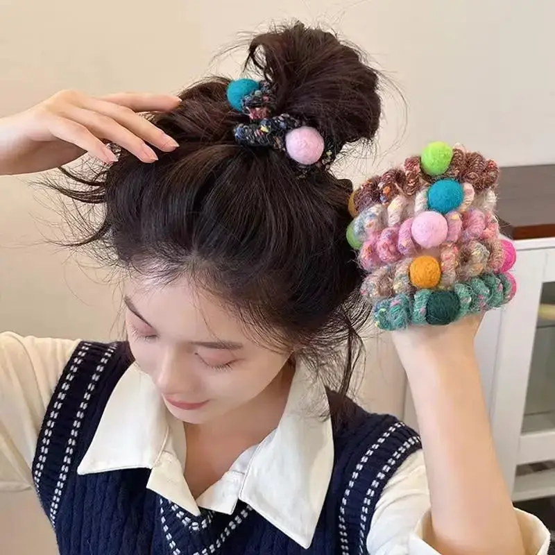 Pink Plush Hair Ties for Girls & Women — feature 1