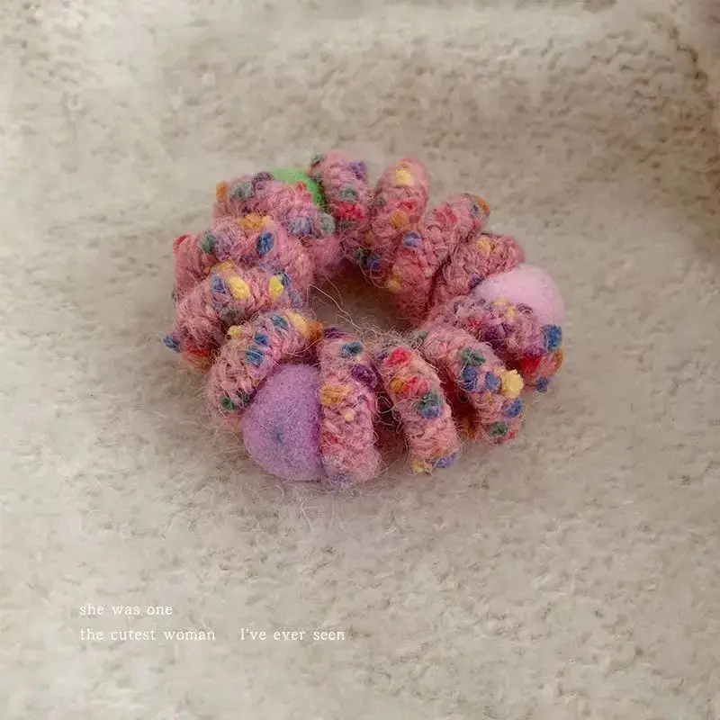 Pink Plush Hair Ties for Girls & Women - Image 2