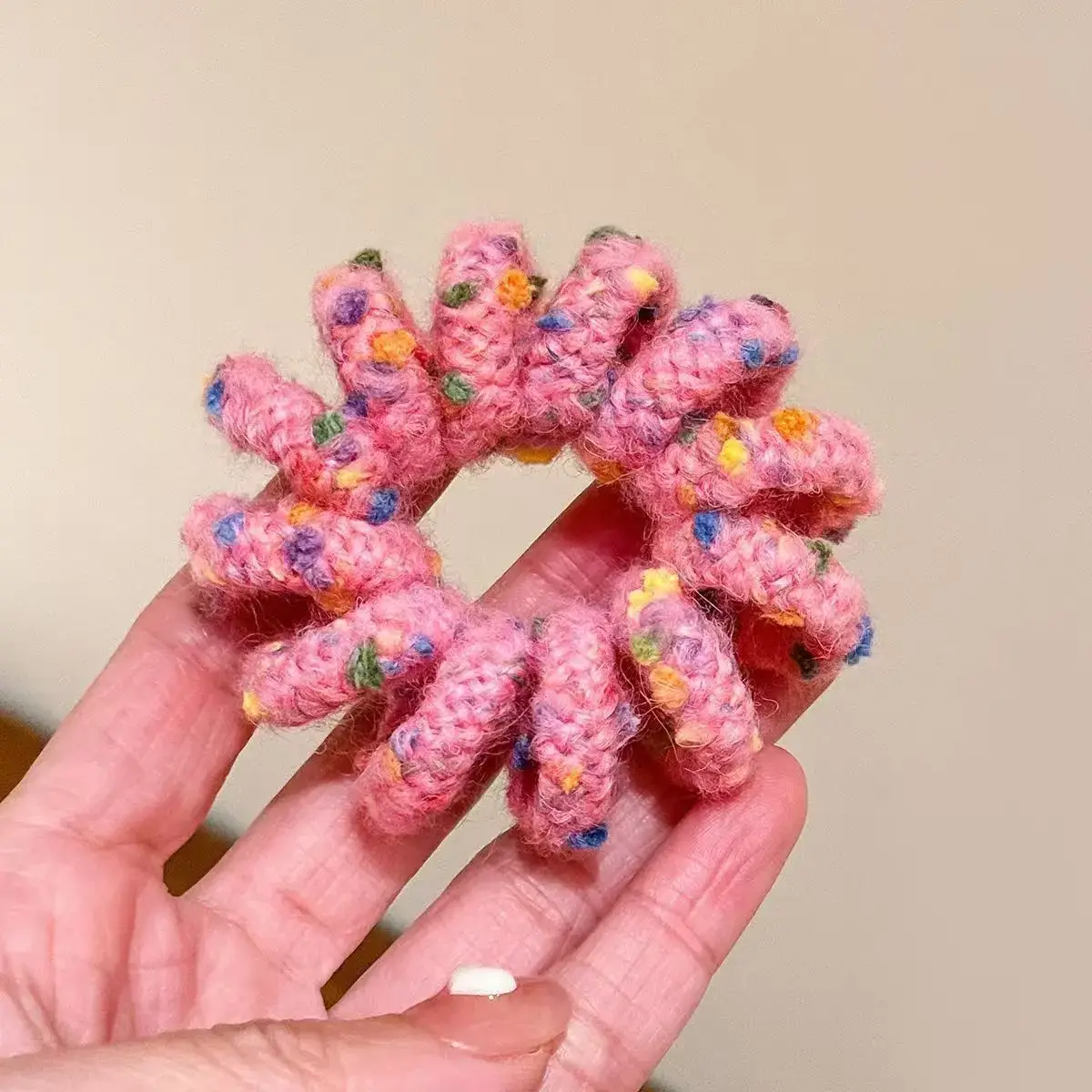 Pink Plush Hair Ties for Girls & Women - Image 8