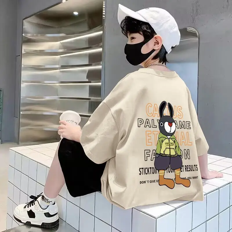 Boys Cotton Cartoon T-Shirt Summer Loose Fit - Image 2