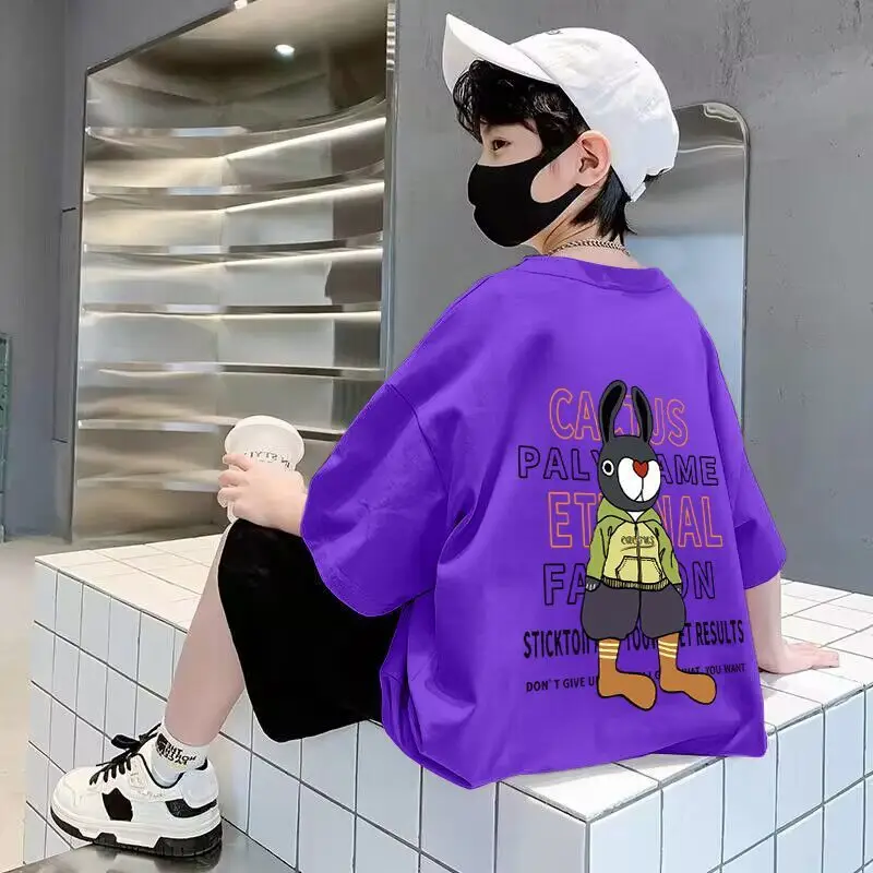 Boys Cotton Cartoon T-Shirt Summer Loose Fit - Image 3