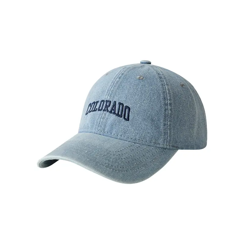 Colorado Letter Embroidered Wash Denim Cap for Men Women