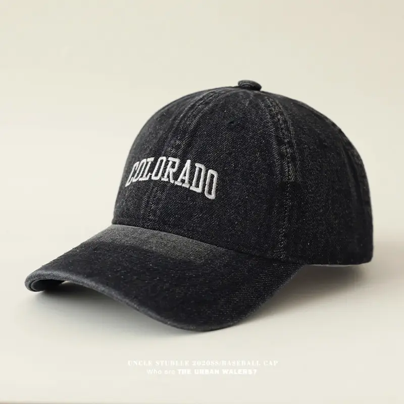 Colorado Letter Embroidered Wash Denim Cap for Men Women — feature 11