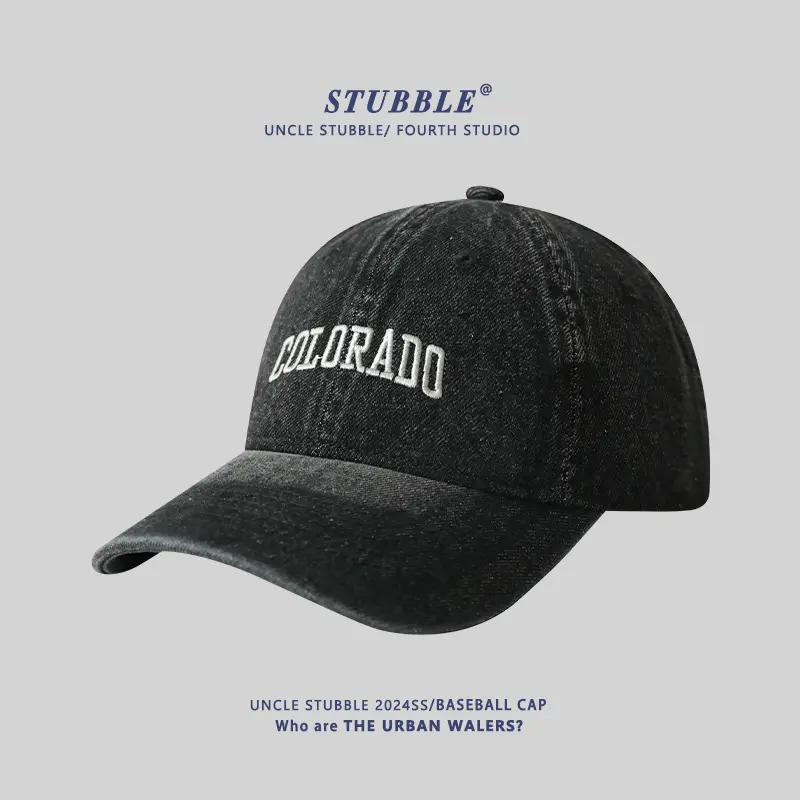 Colorado Letter Embroidered Wash Denim Cap for Men Women