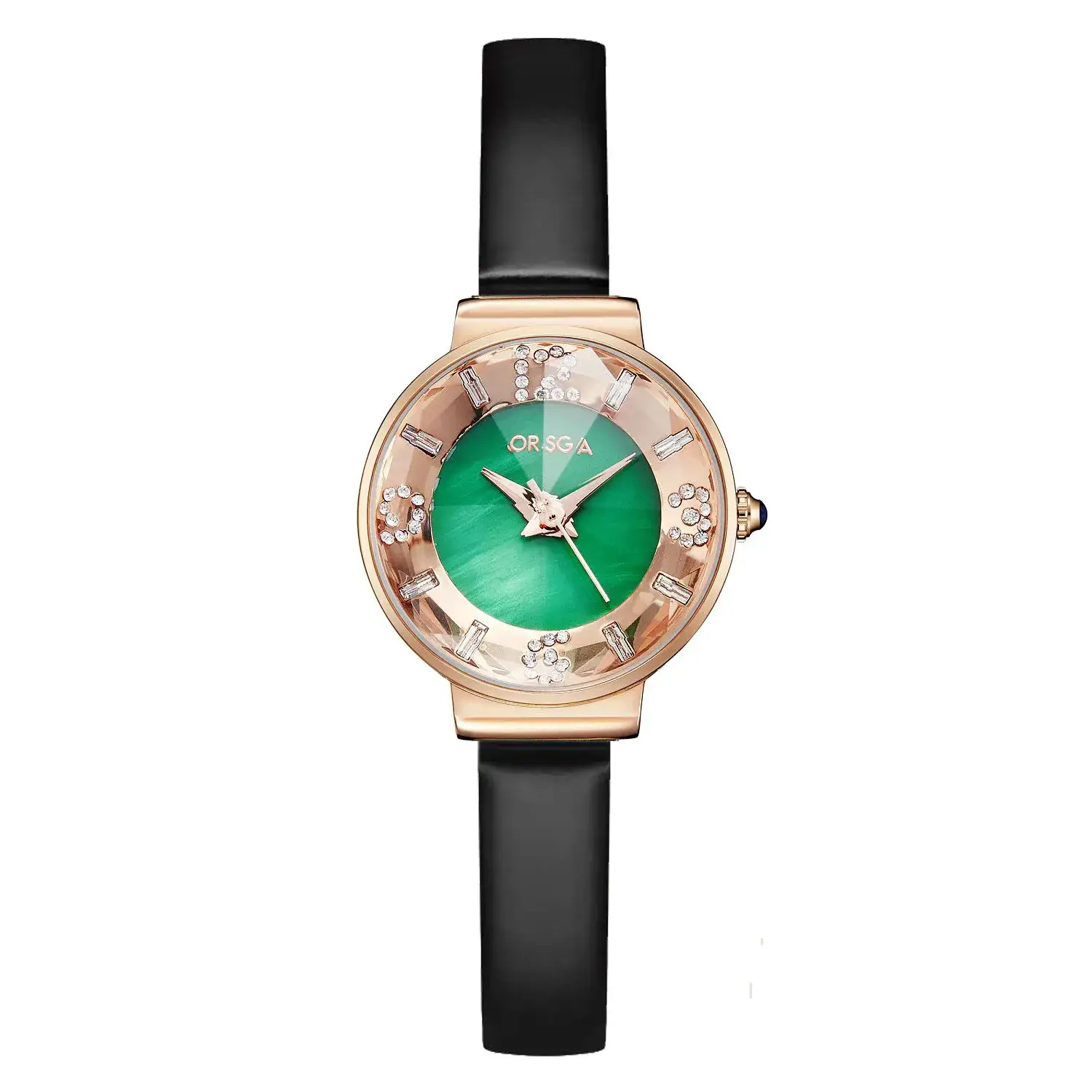 Oshga Women's Quartz Watch with Green Diamond Dial
