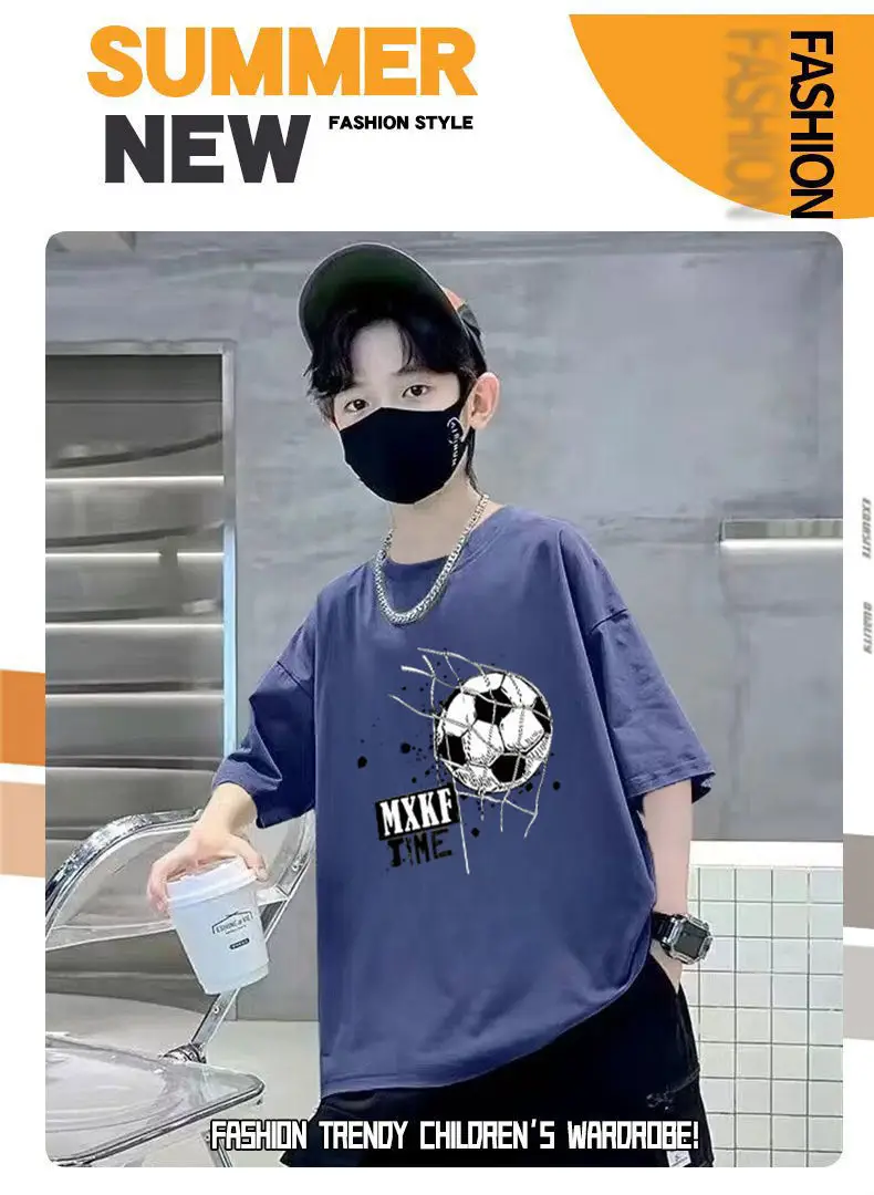 Boys Cotton Printed T-Shirt Summer Loose Fit — feature 1
