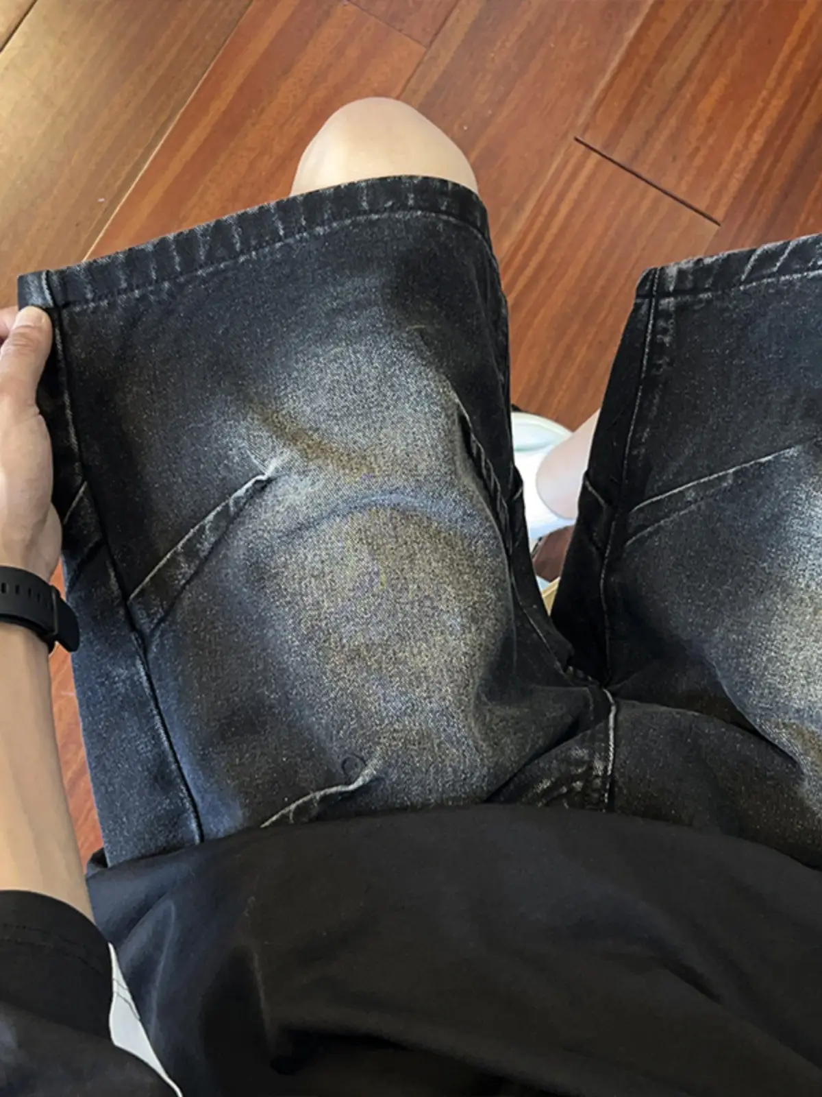 Men Pleated Gradient Denim Shorts 2024 New - Image 6