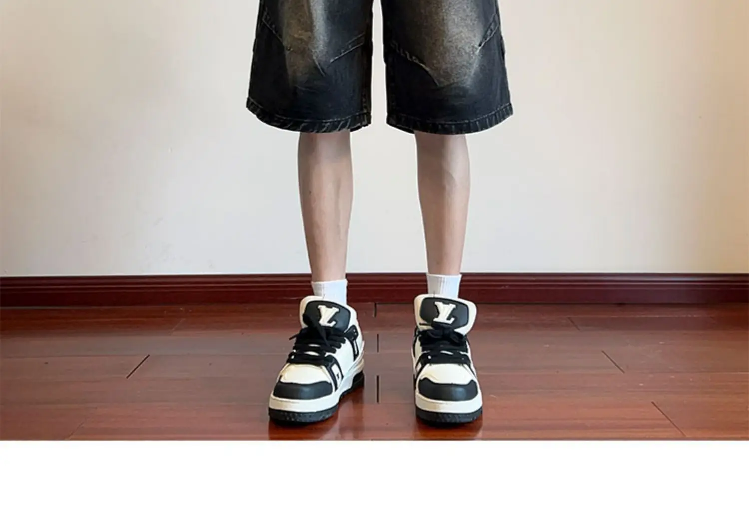 Men Pleated Gradient Denim Shorts 2024 New — feature 11