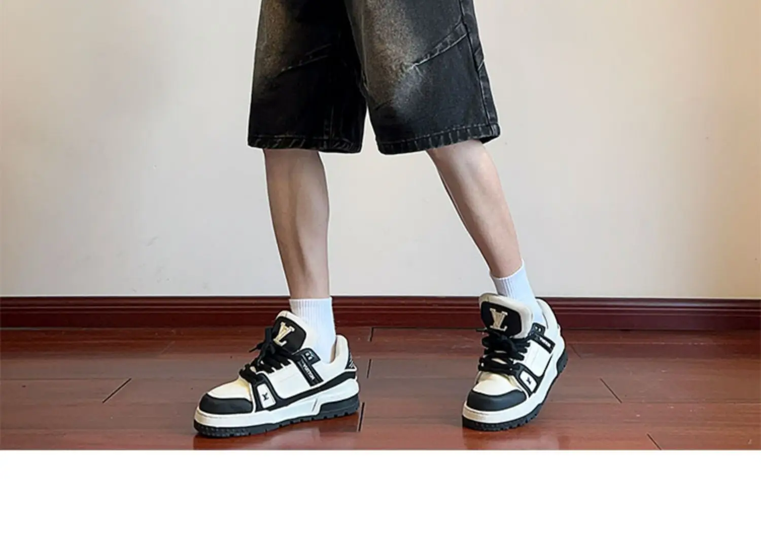 Men Pleated Gradient Denim Shorts 2024 New — feature 13