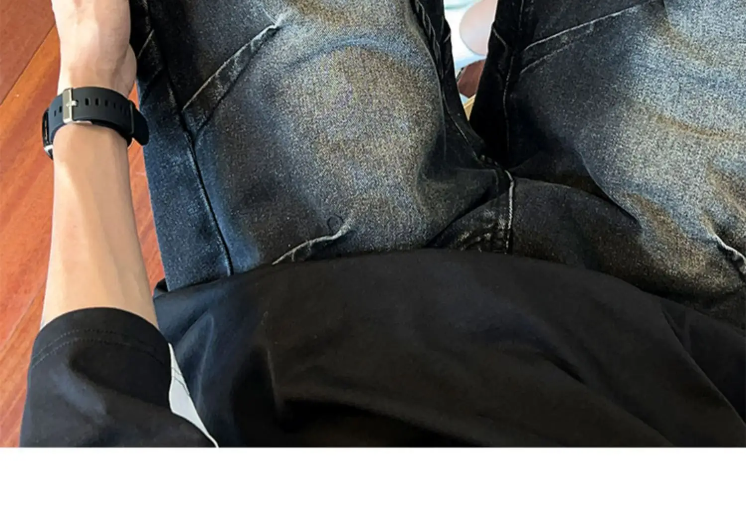 Men Pleated Gradient Denim Shorts 2024 New — feature 19