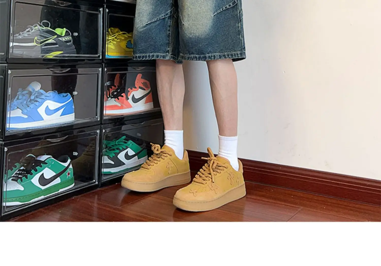 Men Pleated Gradient Denim Shorts 2024 New — feature 7
