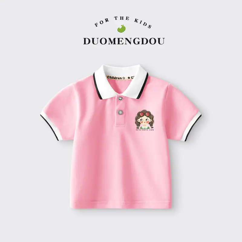 Duomengdou Boys Pink Cotton Polo T-Shirt 2025 - Image 16