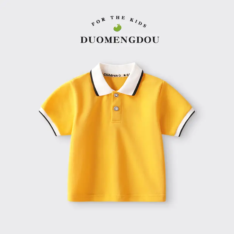 Duomengdou Boys Pink Cotton Polo T-Shirt 2025 - Image 2