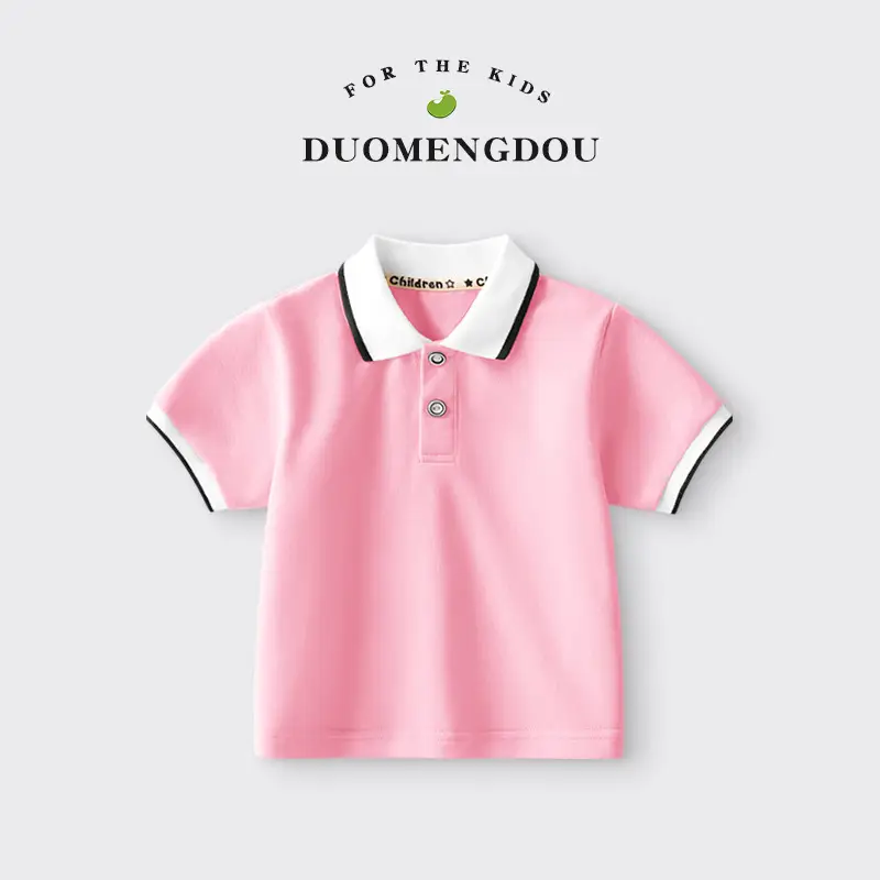Duomengdou Boys Pink Cotton Polo T-Shirt 2025 - Image 3