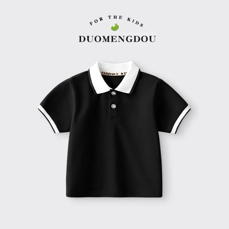 Duomengdou Boys Pink Cotton Polo T-Shirt 2025 - Image 4