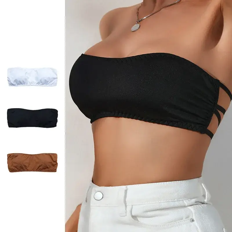 Black Strapless Tube Bra for Women