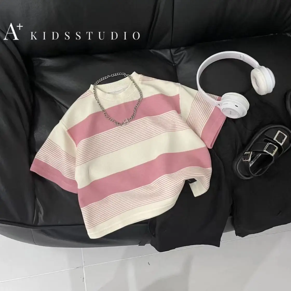 New Korean Style Striped Short Sleeve T-Shirt for Boys Girls - Image 5