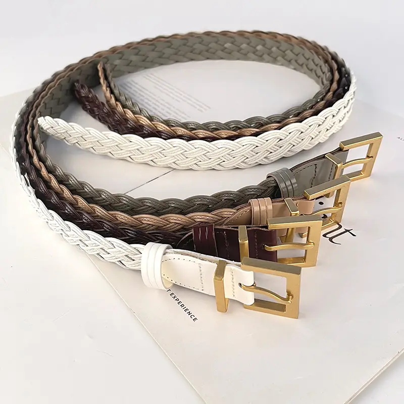 Women's Braided Belt Black Gold Buckle - Image 10