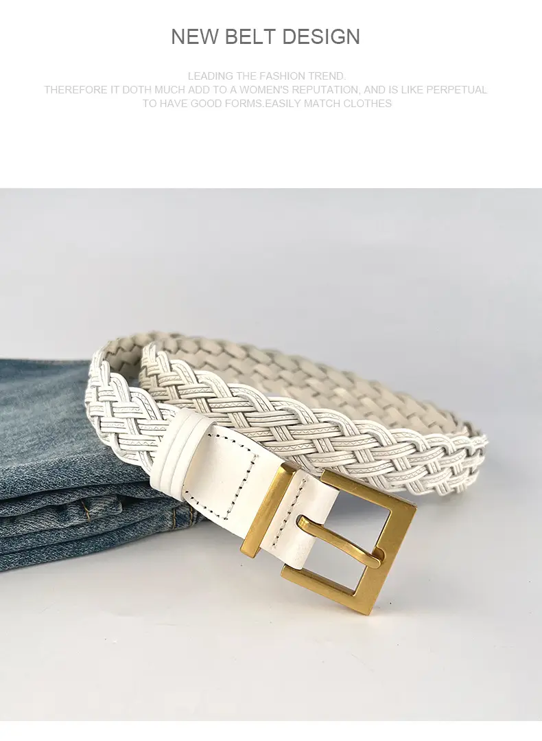 Women's Braided Belt Black Gold Buckle — feature 10