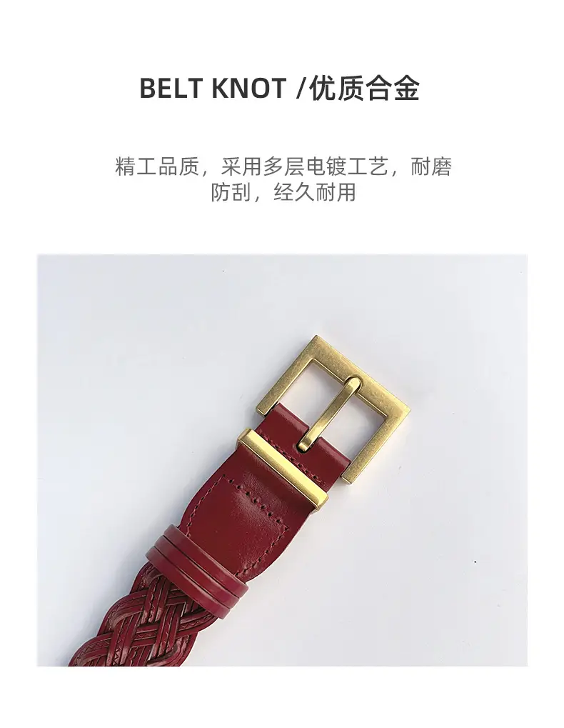Women's Braided Belt Black Gold Buckle — feature 6