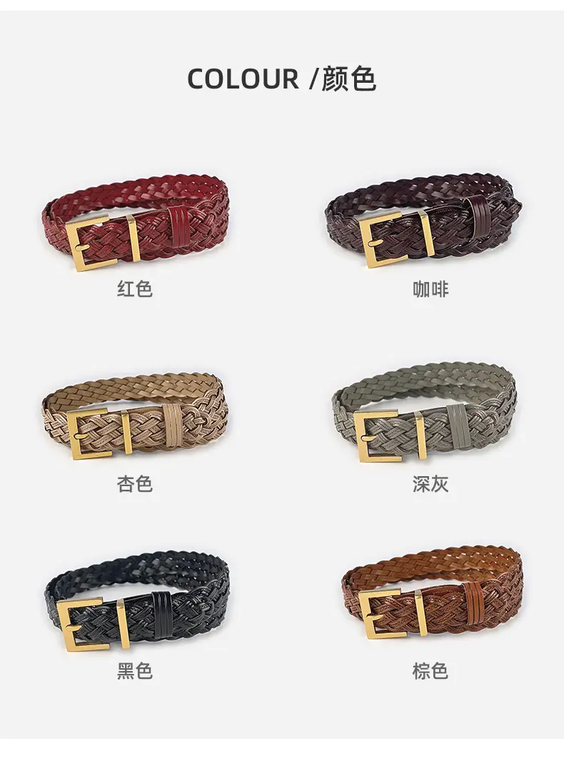 Women's Braided Belt Black Gold Buckle — feature 8