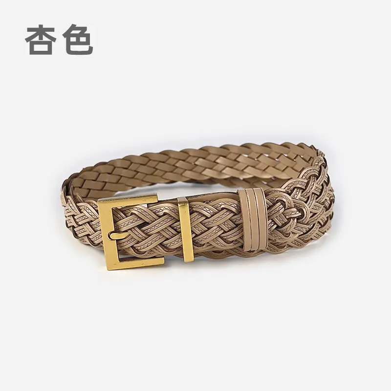 Women's Braided Belt Black Gold Buckle - Image 2