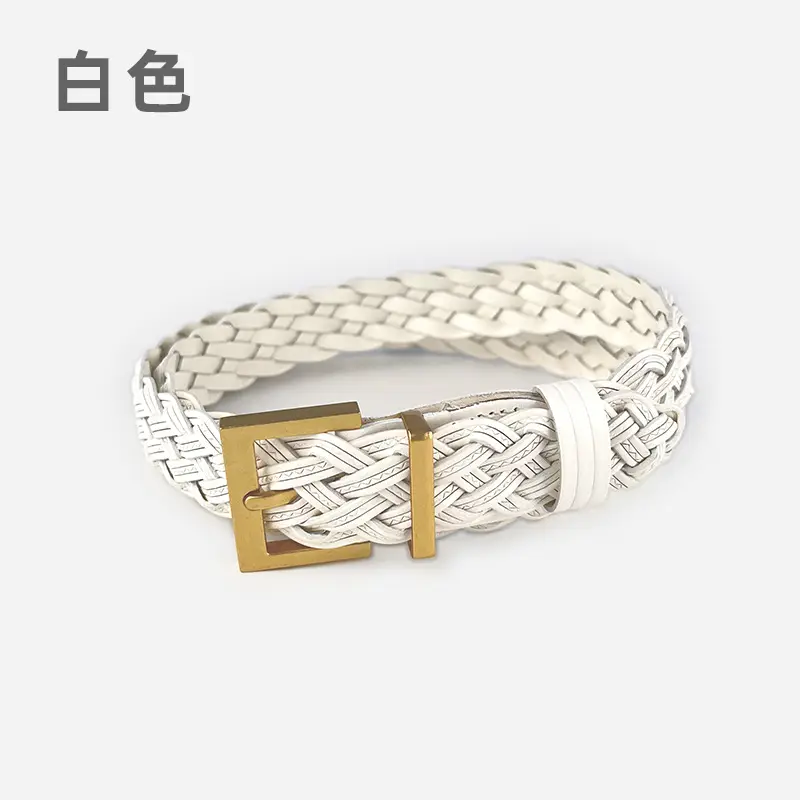 Women's Braided Belt Black Gold Buckle - Image 4