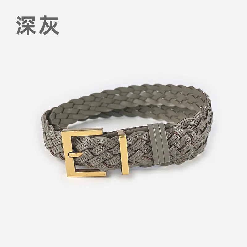 Women's Braided Belt Black Gold Buckle - Image 5