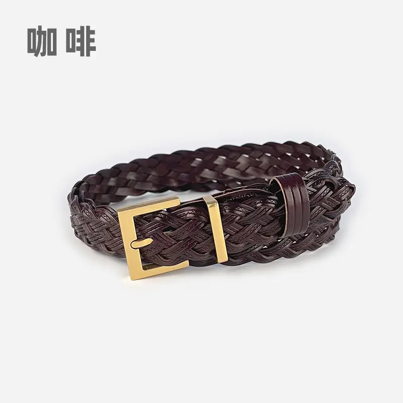 Women's Braided Belt Black Gold Buckle - Image 6