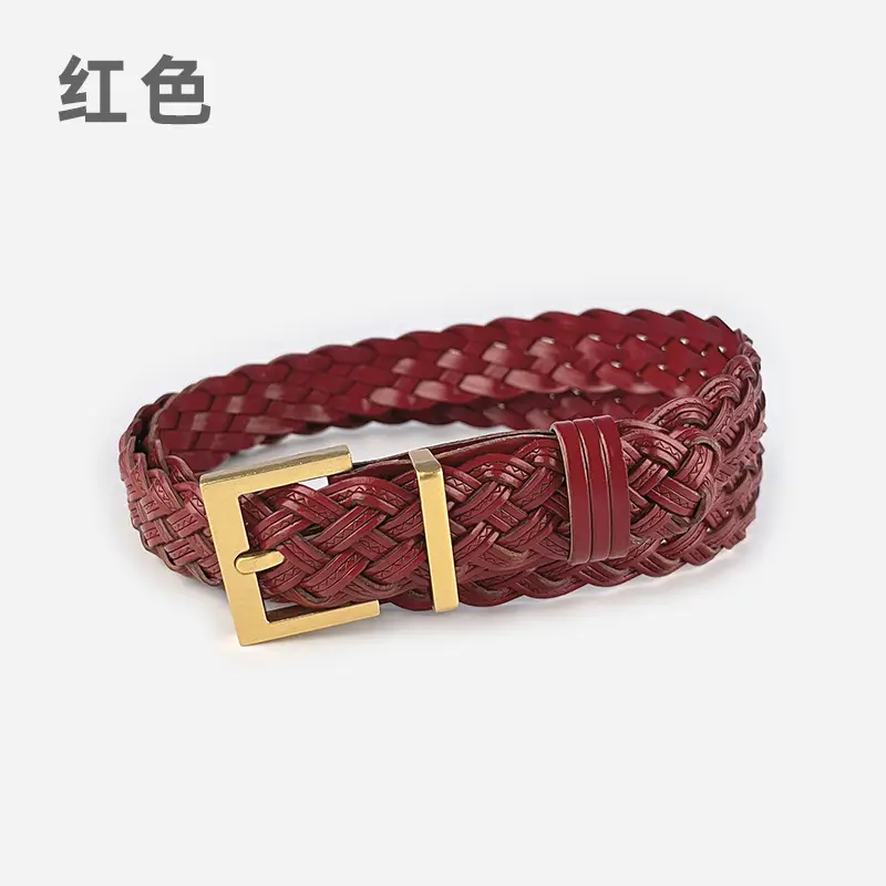 Women's Braided Belt Black Gold Buckle - Image 7