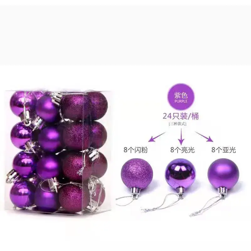 3cm Cross-Country Christmas Balls 24Pcs Electroplated