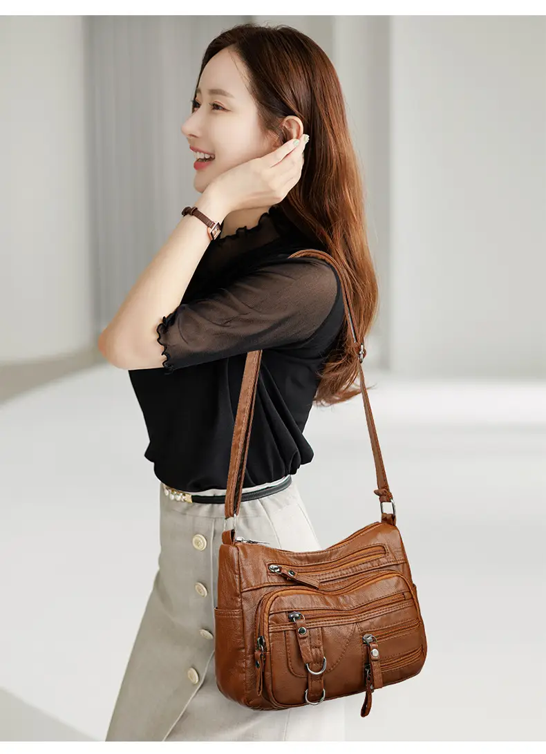 Tan Leather Shoulder Bag for Women 2025 New Fashion — feature 17