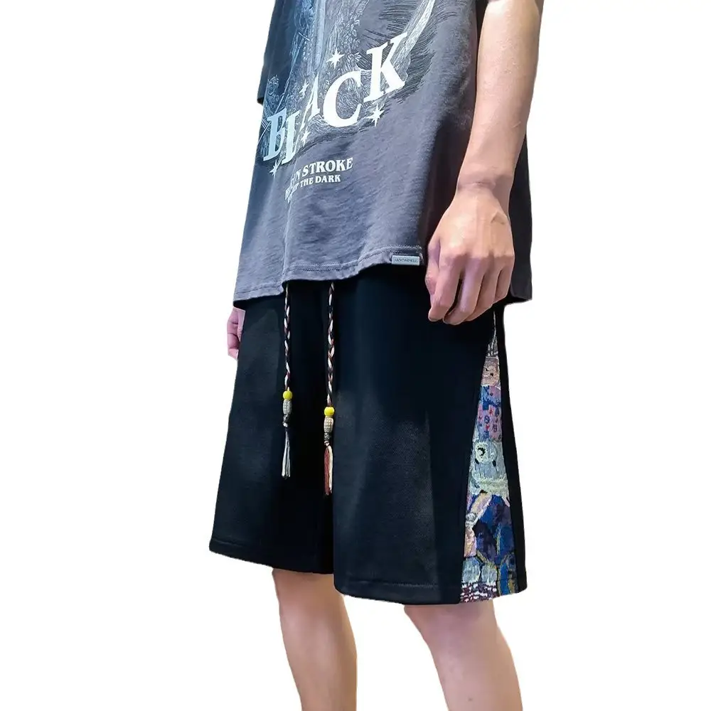 Men's Brown Waffle Shorts Casual Loose Straight Pants - Image 9