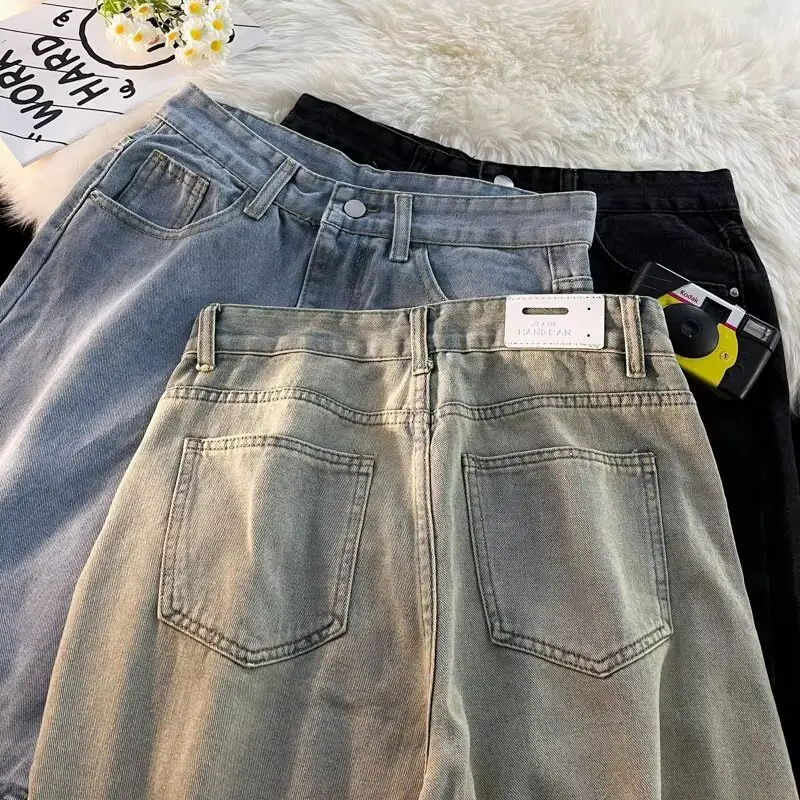 Men's Dark Wash Denim Shorts High Waist Drawstring Casual — feature 10