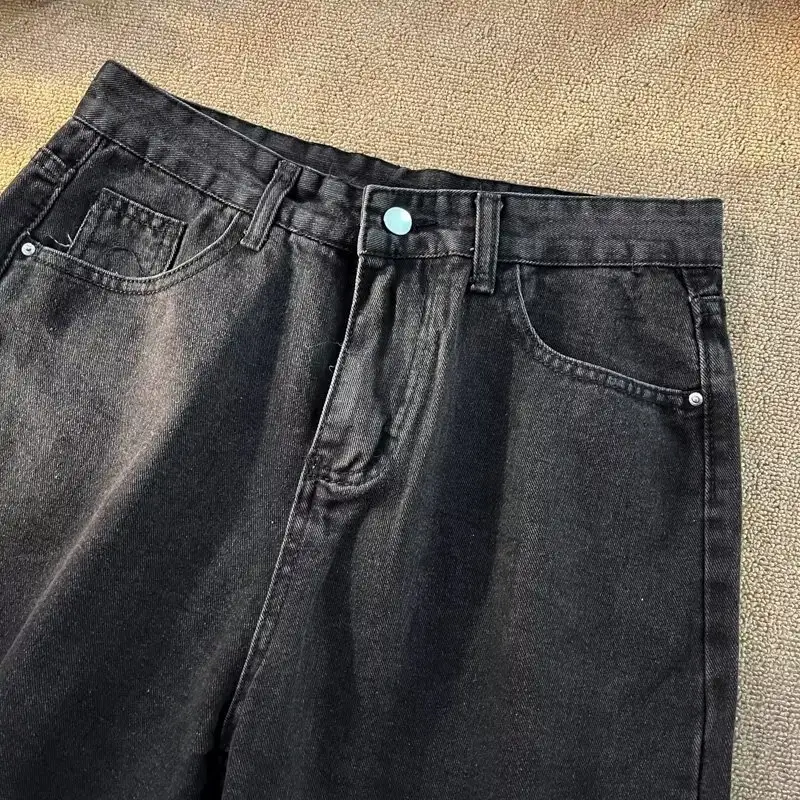 Men's Dark Wash Denim Shorts High Waist Drawstring Casual — feature 26