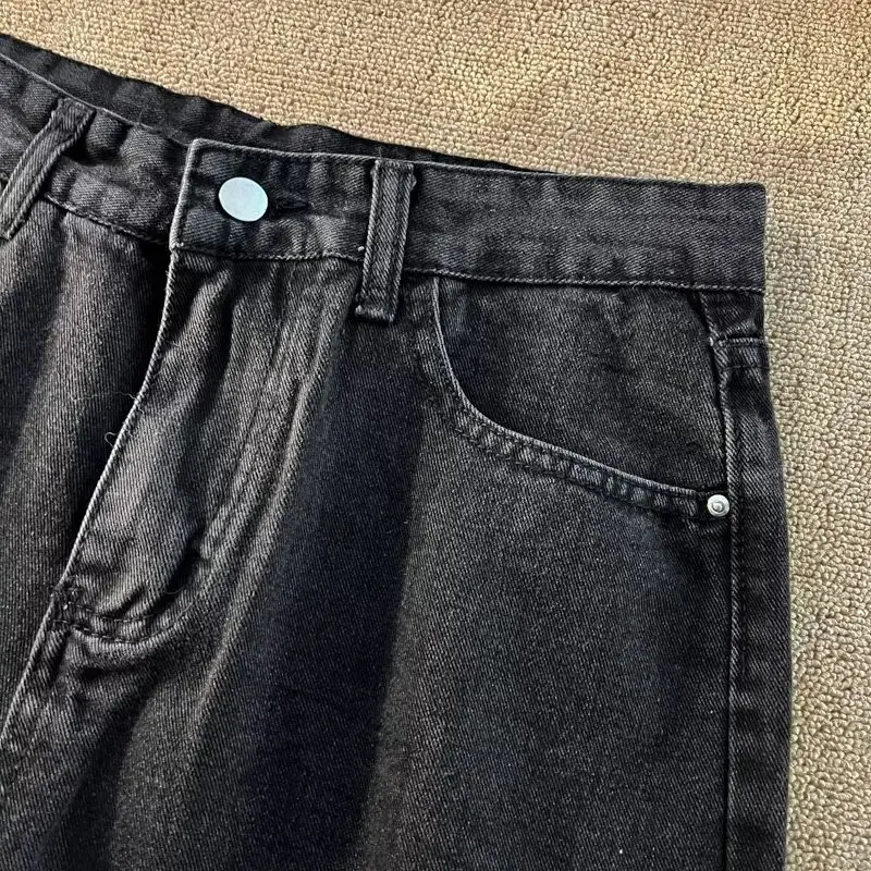 Men's Dark Wash Denim Shorts High Waist Drawstring Casual — feature 27