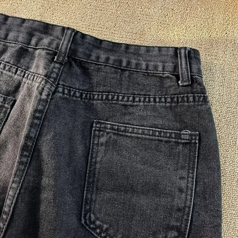 Men's Dark Wash Denim Shorts High Waist Drawstring Casual — feature 29