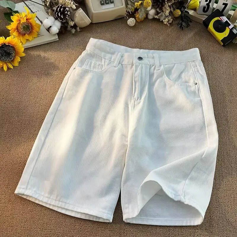 Men's Dark Wash Denim Shorts High Waist Drawstring Casual — feature 33