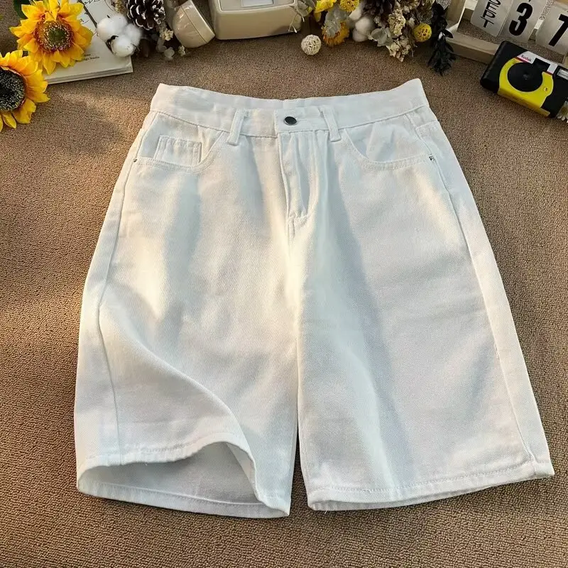 Men's Dark Wash Denim Shorts High Waist Drawstring Casual — feature 34
