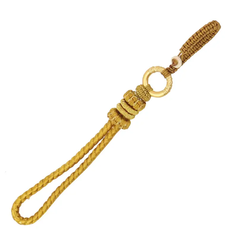 Green Chinese Handwoven Wrist Strap with Gold Buckle