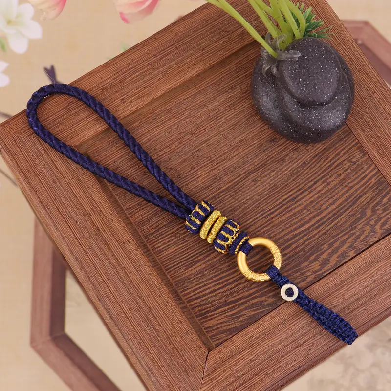 Green Chinese Handwoven Wrist Strap with Gold Buckle