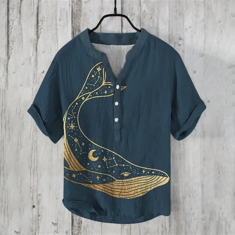 Anime Print V Neck Men's 3-Breasted Shirt - Image 12
