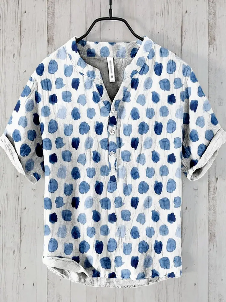 Anime Print V Neck Men's 3-Breasted Shirt - Image 16