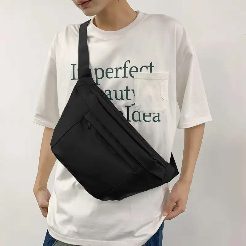 Men's Black Crossbody Bag Large Capacity Casual 2024