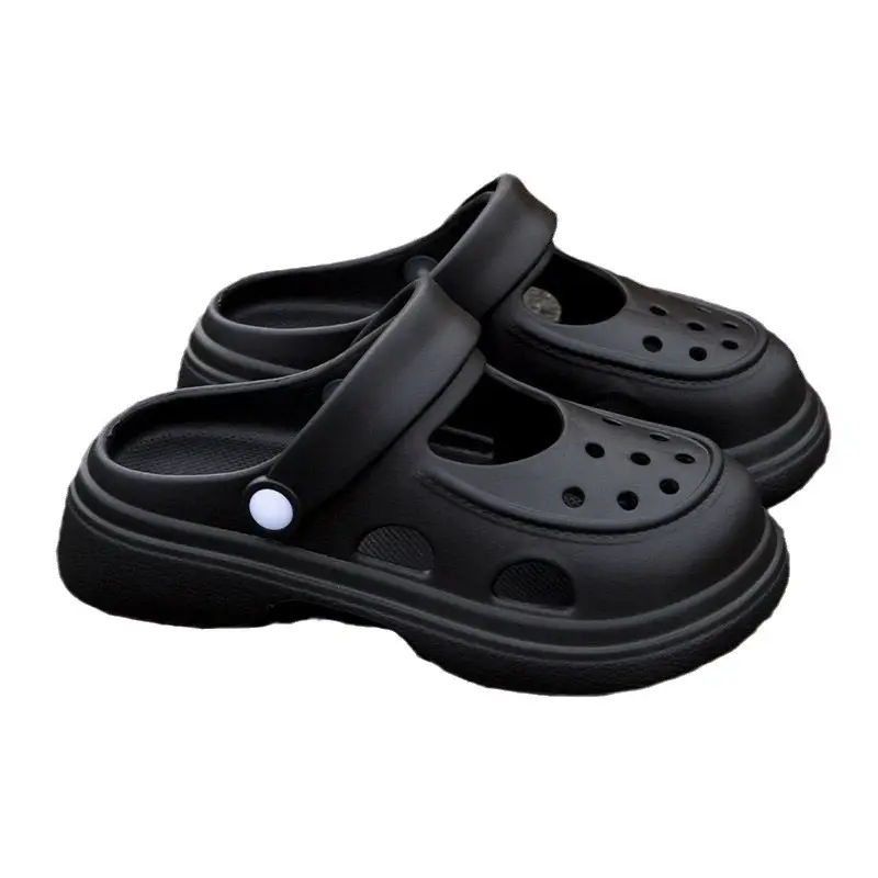 Upgraded Mary Jane Hole Shoes Women's Eva Summer Thick Sole Heightened Outwear Slippers Beach Non-slip Sandals - Image 8
