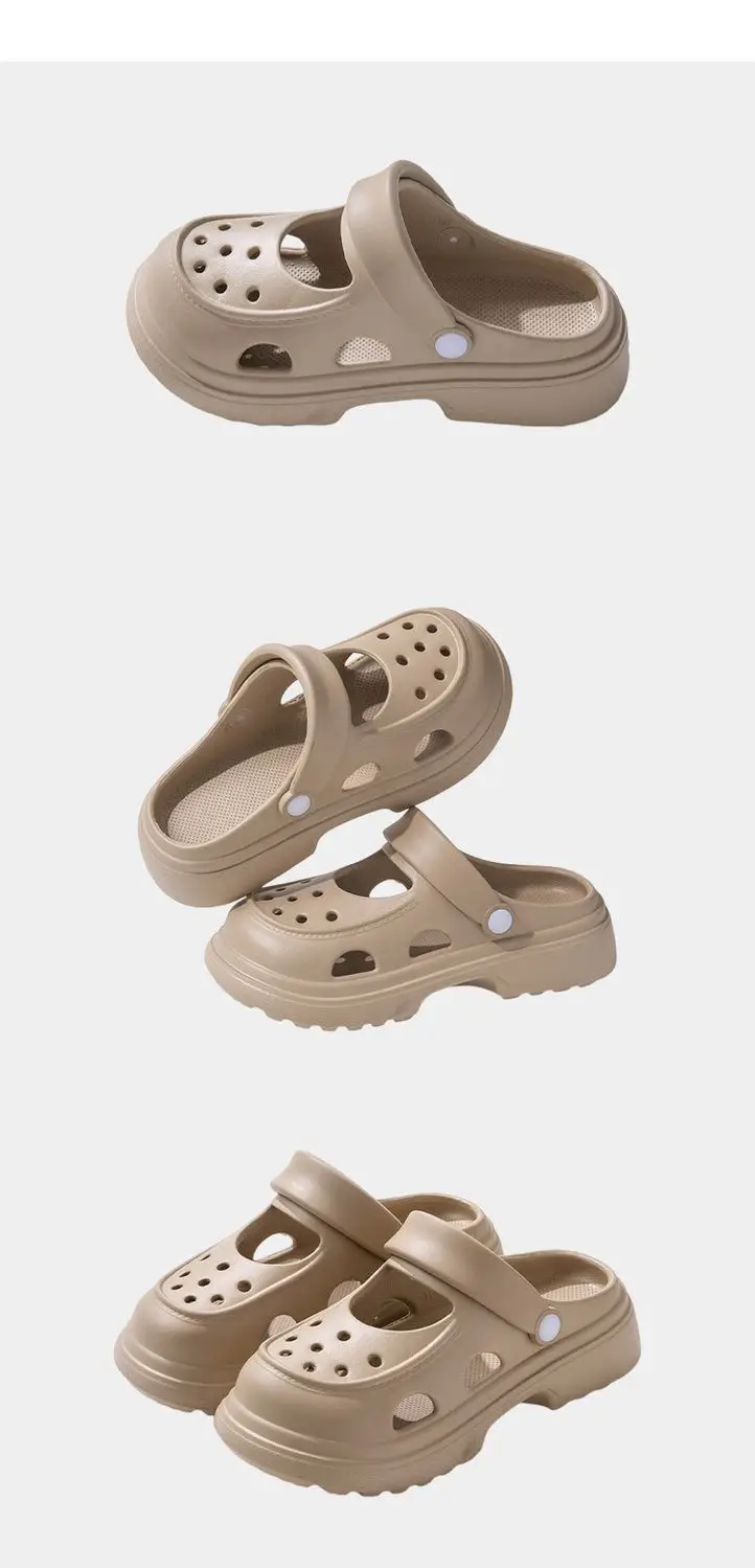 Upgraded Mary Jane Hole Shoes Women's Eva Summer Thick Sole Heightened Outwear Slippers Beach Non-slip Sandals — feature 14