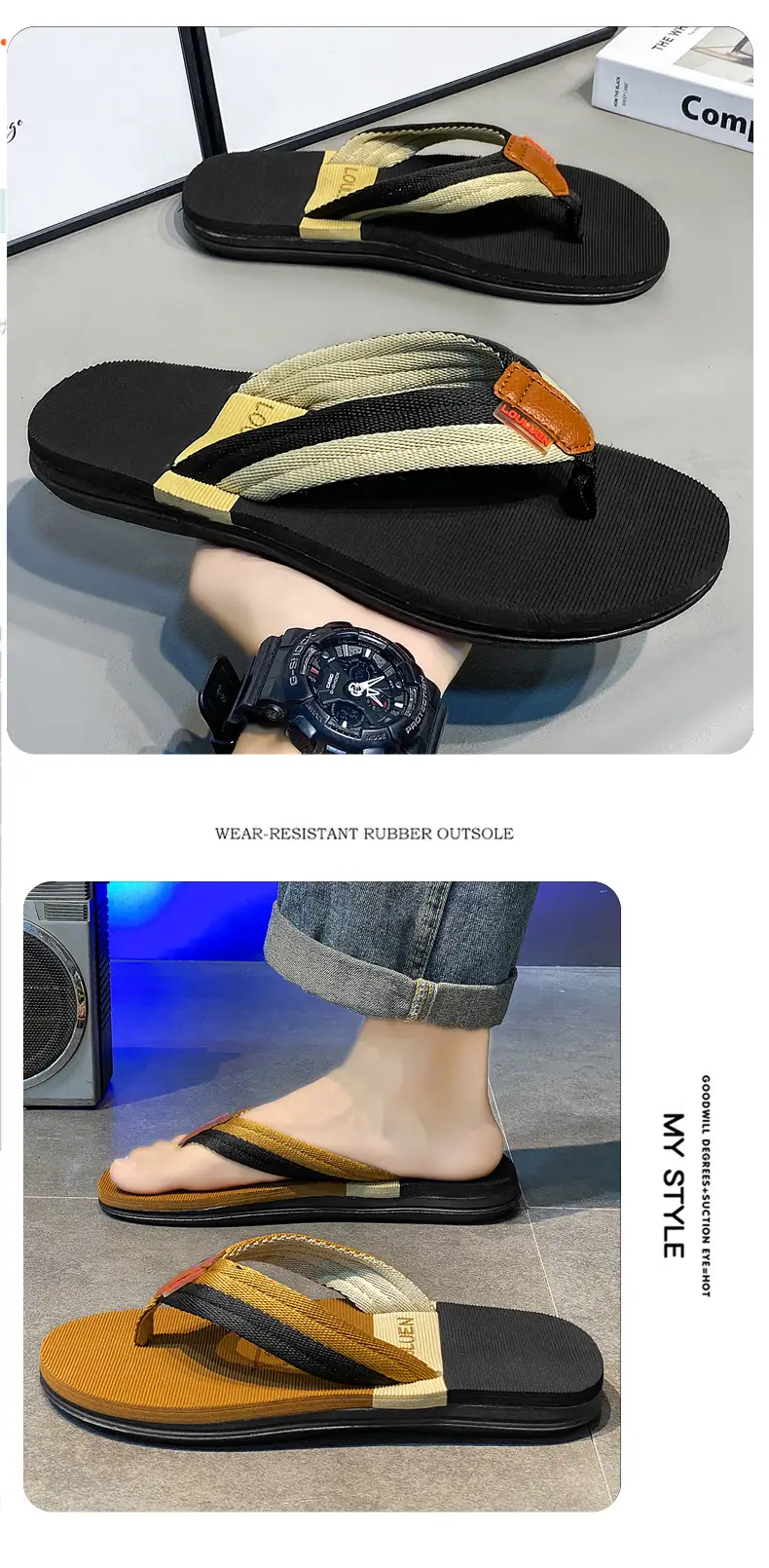Summer fashion net red woven flip-flops for foreign trade plus size flat heel home leisure flip-flops — feature 11